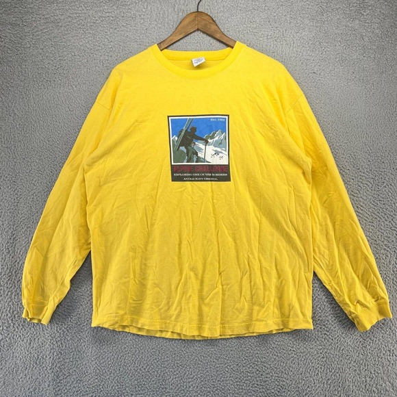 Vintage Old Navy Shirt Men's Extra Large Yellow Alpine Ski Challenge Graphic 90s - Picture 1 of 11